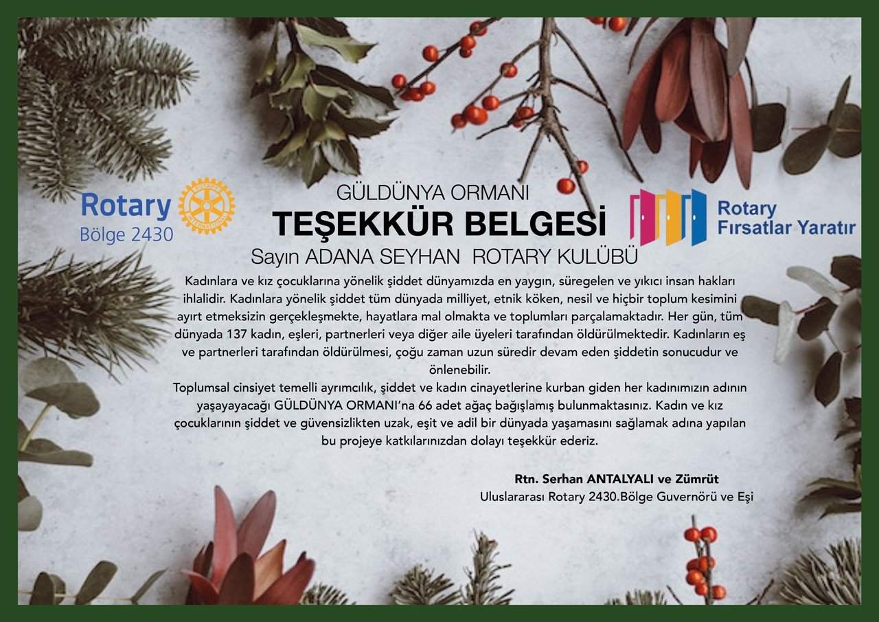 GÜLDÜNYA ORMANI’na 66 adet ağaç bağışladık.